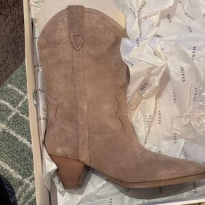 Guess Women's Taupe Suede Heeled Boots